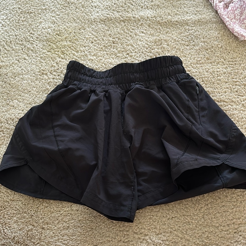 Lululemon “Track That” high rise 5’ shorts in black